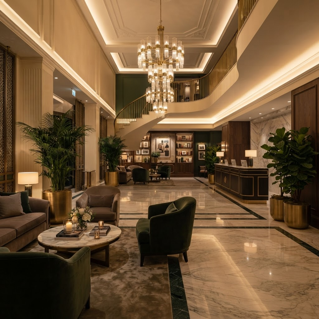 Elegant hotel lobby interior